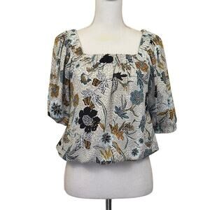Evereve Adina blue/white floral top, prairie, cottagecore, country, festival